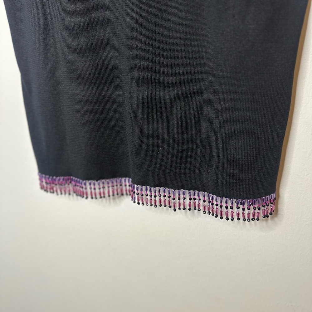 Clio Vintage Black Embroidered Beaded Women's Silk Top Size Large - Picture 4 of 4
